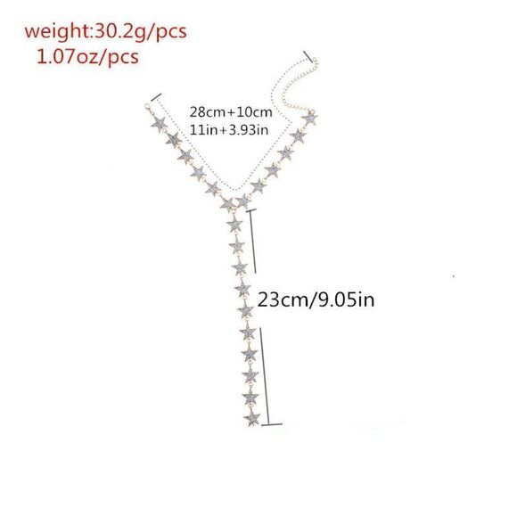 ⭐ Star Drop Spangled Rhinestone Y Lariat Long Necklace NEW - Picture 8 of 17